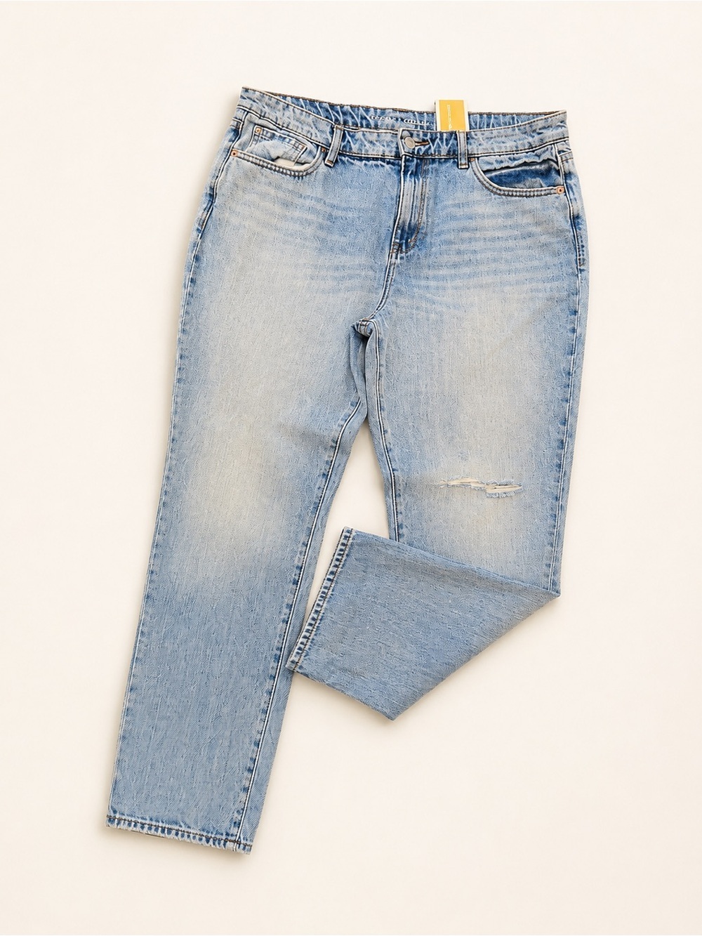 Old Navy • Light Wash Subtle Distressed High Rise Straight Jeans • Size 12 • NWT